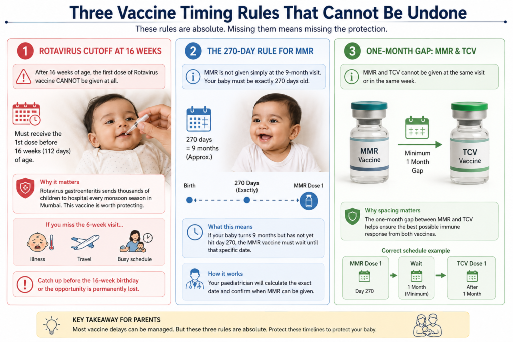 Critical timing rules for Rotavirus MMR and TCV vaccines