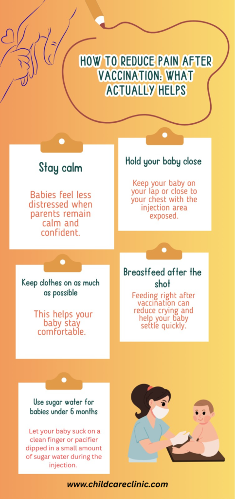  Baby vaccination pain relief tips infographic