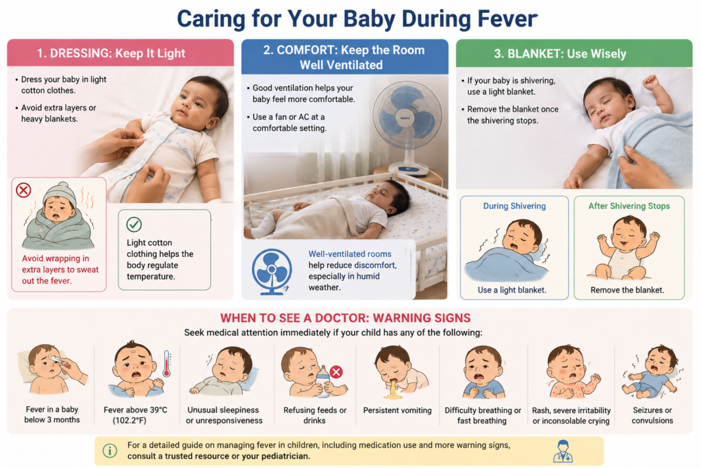 Baby fever care guide and warning signs chart