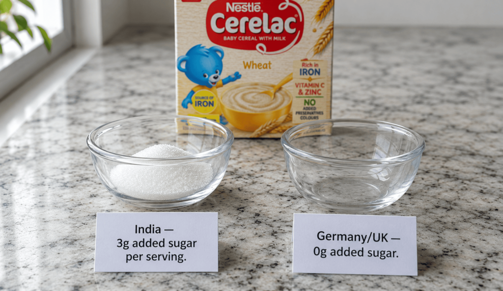Cerelac India vs Germany sugar comparison
