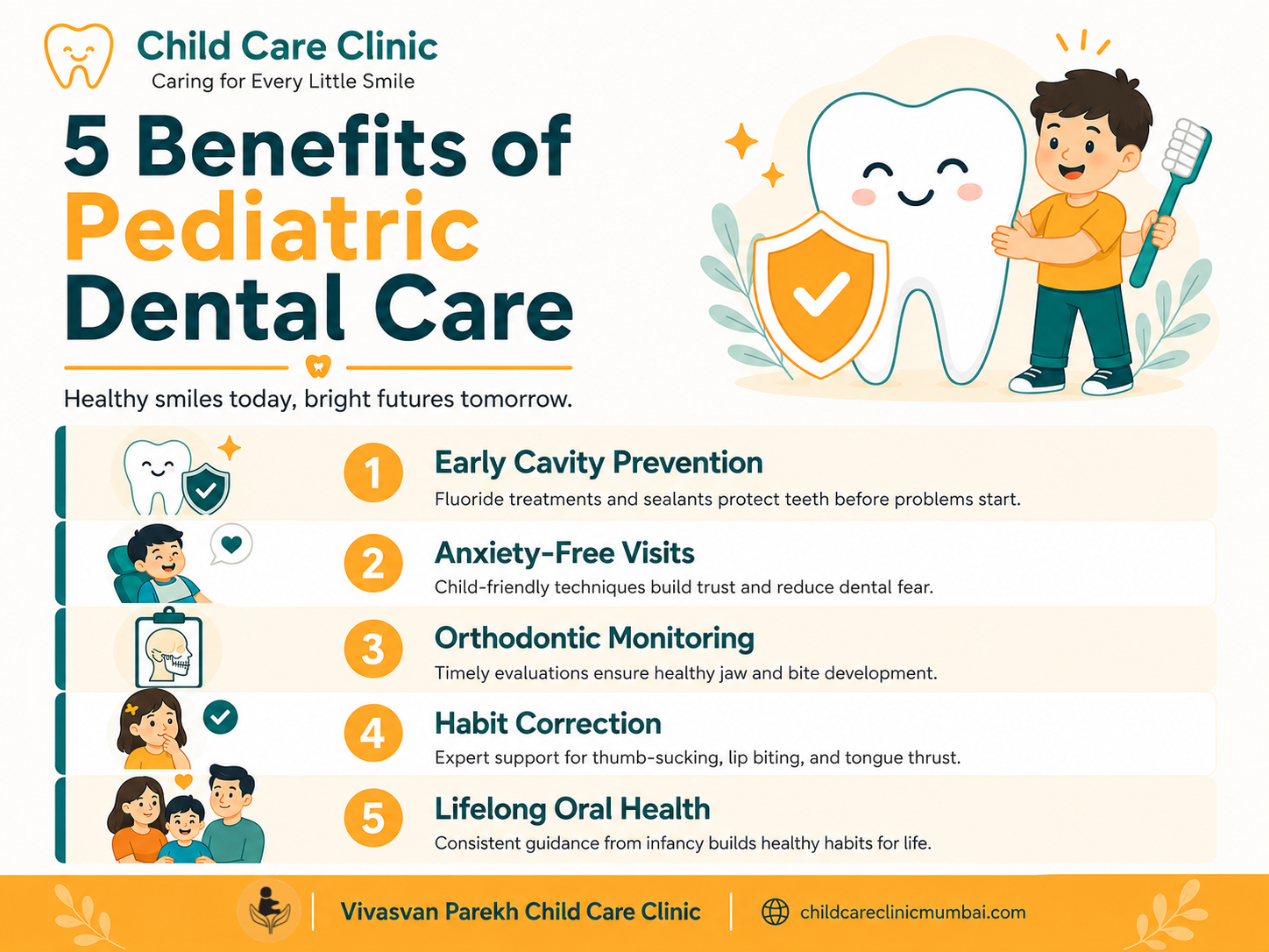 Infographic: 5 Benefits of Pediatric Dental Care