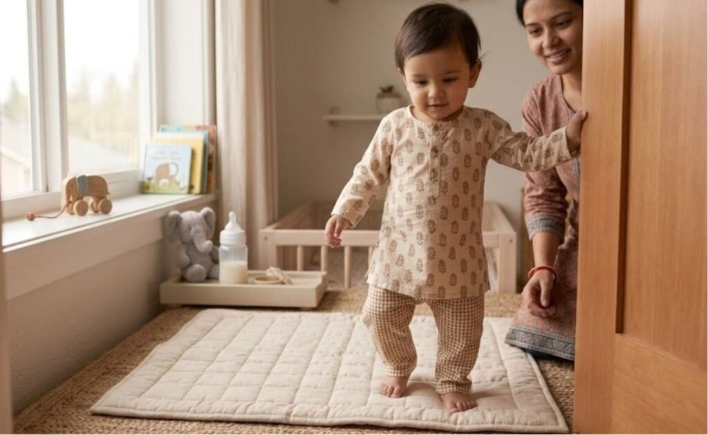 Toddler with normal bow legs standing