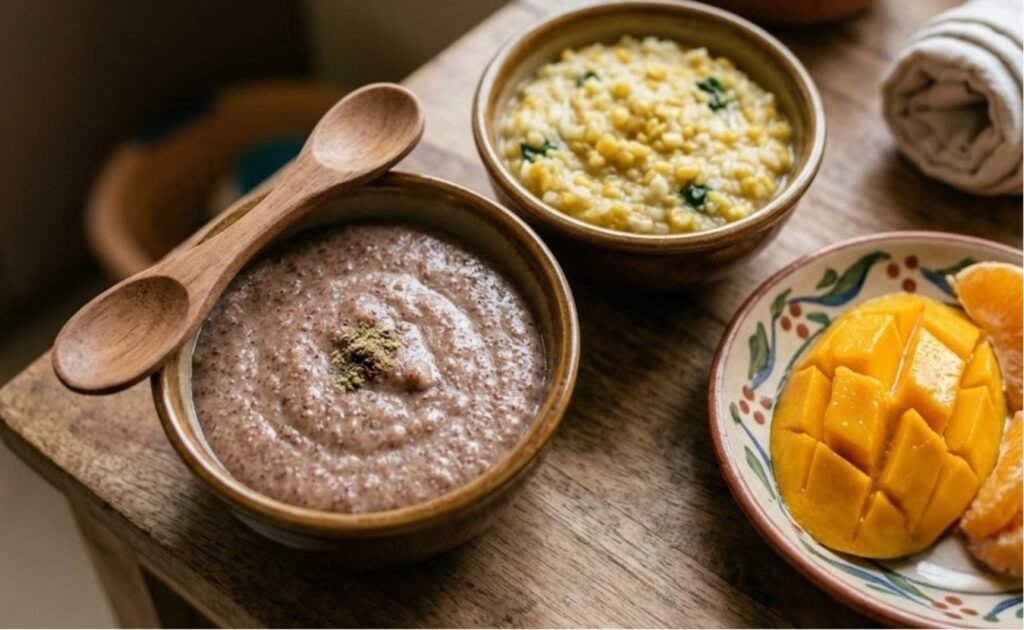 Ragi porridge with iron rich foods