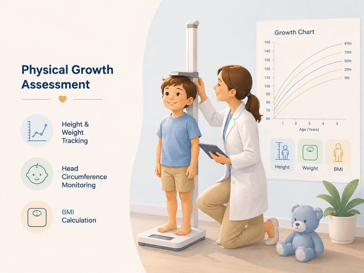 Physical growth assessment - height, weight and BMI tracking