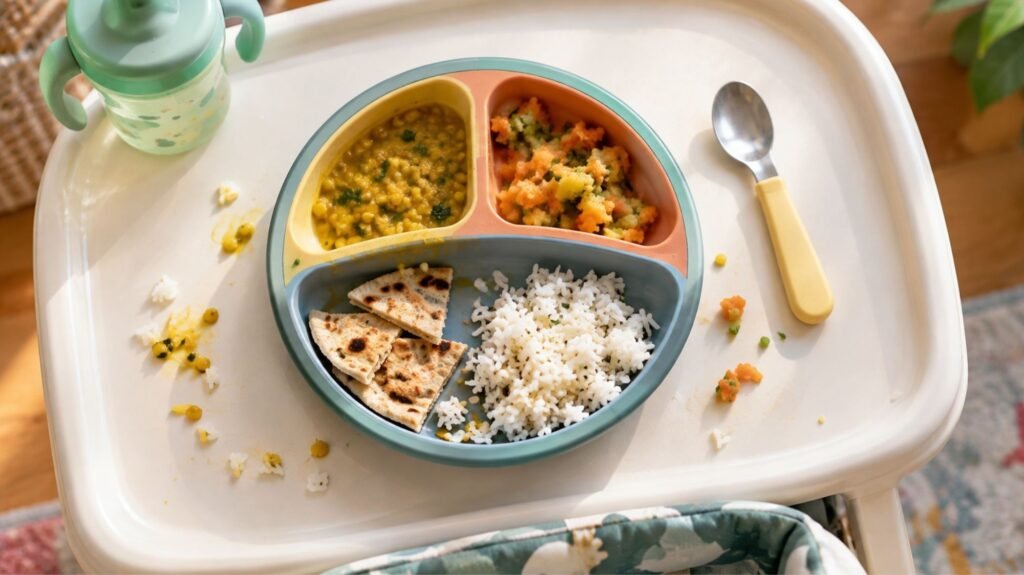 Toddler's plate with food pushed aside, a common scene during the picky eating phase